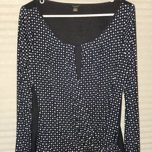 Ann Taylor Navy Blue blouse w/ white accent pattern. Light, soft material